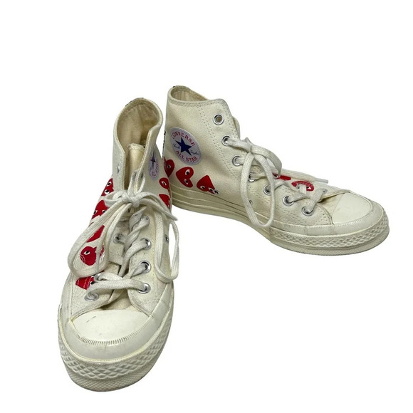 Comme Des Garçons Play x‎ Converse Chuck 70 Hi Multi Hearts Sneakers Size 5 - Picture 5 of 8